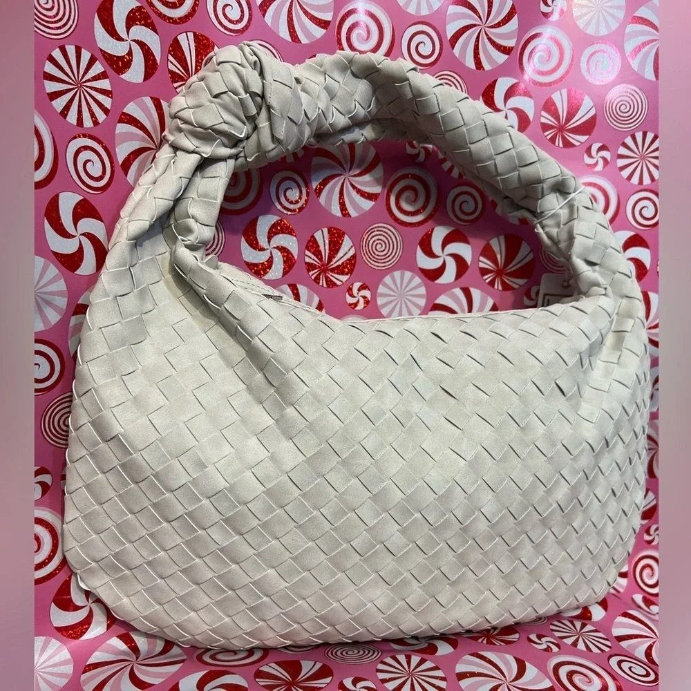 💎💎NWT-Urban Expressions STUNNING Bone Suede Faux-Leather Woven Hobo Bag 💎💎